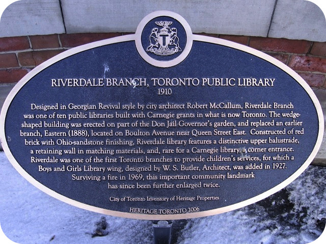 Riverdale Branch, Toronto Public Library 1910